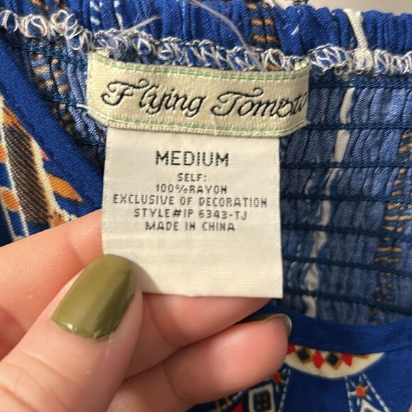 FLYING TOMATO | Blue Striped Boho Open Back Tie Front Jumpsuit Size Medium - Picture 11 of 12